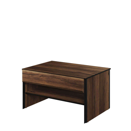 Table basse en bois, avec 1 tiroir, Borga 08, Chêne Catane / Noir, L100x72xH55 cm