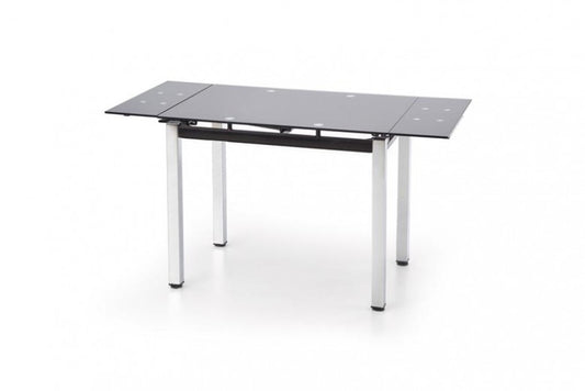 Table extensible en verre et métal Logan Noir / Chrome, L96-142xl70xH75 cm