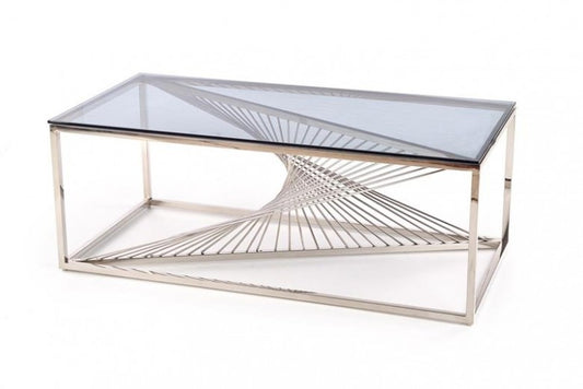 Table basse Infinity Rectangle en verre et métal chromé, L120xl60xH45 cm