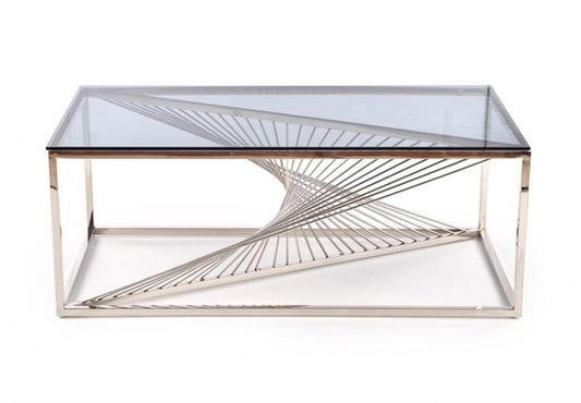 Table basse Infinity Rectangle en verre et métal chromé, L120xl60xH45 cm
