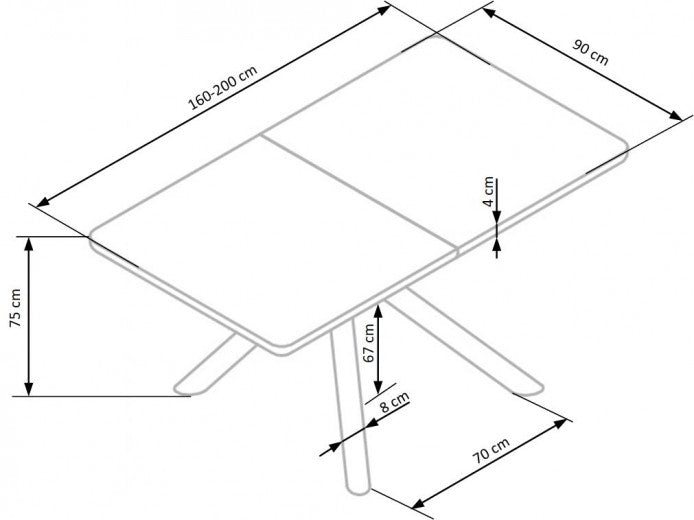 Table extensible en MDF et métal Chêne Derrick / Noir, L160-200xl90xH75 cm