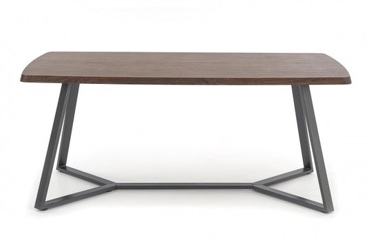 Table en MDF et métal Caruzzo Noyer / Graphite, L180xl90xH76 cm