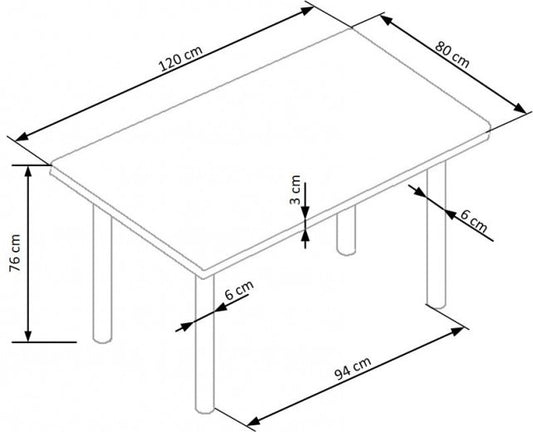 Table en MDF et métal Adonis 2 Chêne Doré / Noir, L120xl80xH76 cm