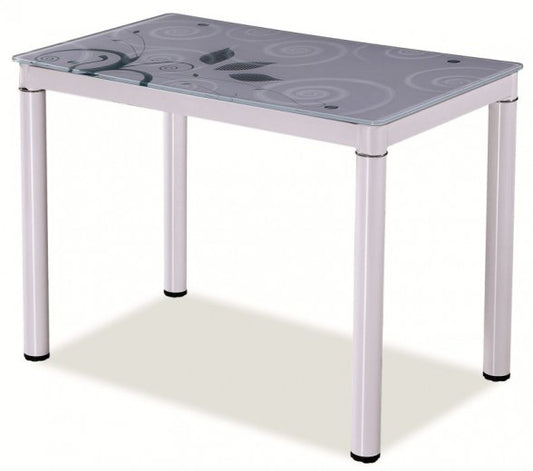 Table verre et métal  Damar Blanc, L80xl60xH75 cm