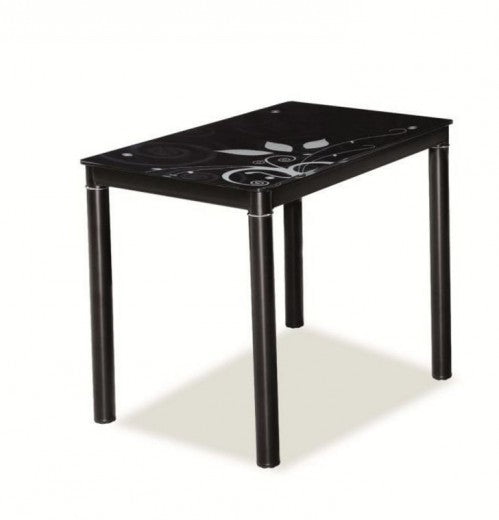 Table en verre et métal Damar Noir, L80xl60xH75 cm