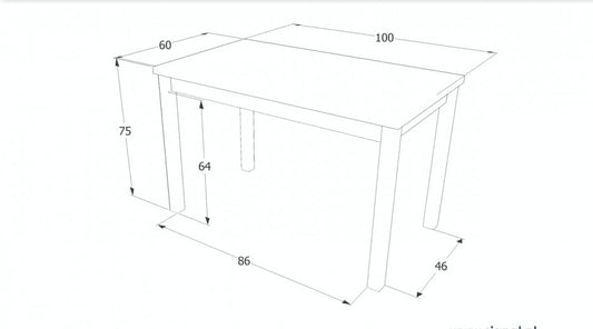 Table en bois aggloméré et MDF, Adam Medium Chêne Lancelot / Blanc, L100xl60xH75 cm