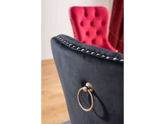 Chaise rembourrée avec tissu et pieds en bois Gusto Velours Noir, l56xA46xH98 cm