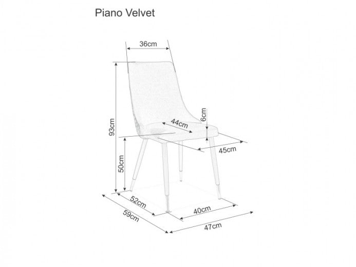 Chaise rembourrée en tissu, avec pieds en métal Velours Piano Bordeaux / Noir / Or, l45xA44xH92 cm