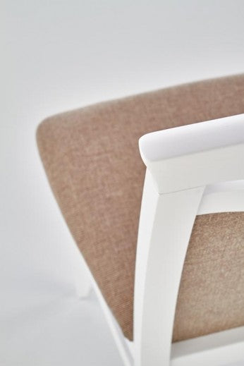 Chaise en bois de hêtre tapissée de tissu Citrone Blanc / Gris, l44xA43xH96 cm