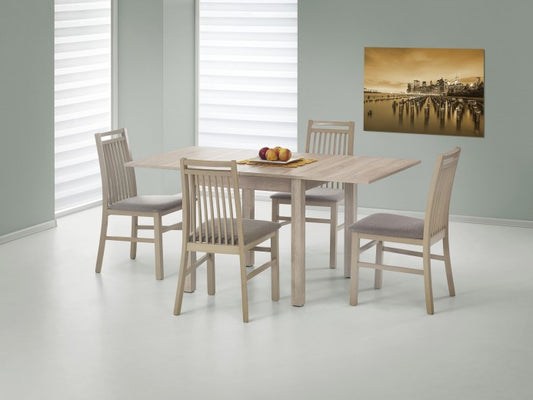 Table extensible en aggloméré et MDF Chêne Gracjan Sonoma, L80-160xl80xH76 cm