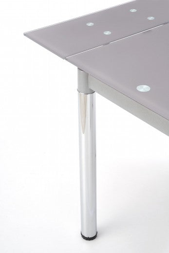 Table extensible en verre et métal Logan 2 Gris / Chrome, L96-142xl70xH75 cm
