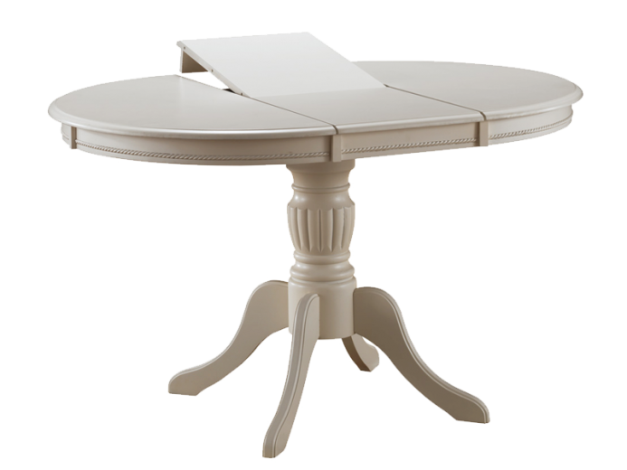Table extensible en bois massif Olivia Écru, L106-141xl106xH76 cm