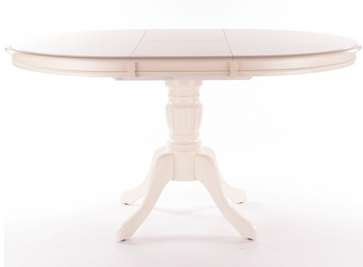 Table extensible en bois massif Olivia Écru, L106-141xl106xH76 cm