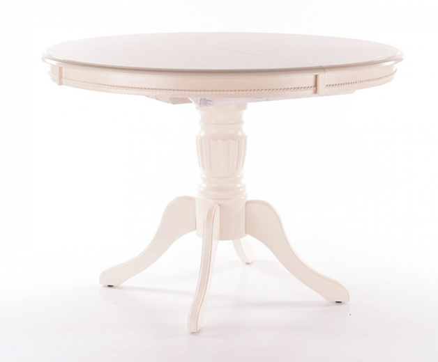Table extensible en bois massif Olivia Écru, L106-141xl106xH76 cm