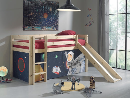 Lit de plancher en bois d'épingle, avec des enfants naturels Pino Space, 200 x 90 cm