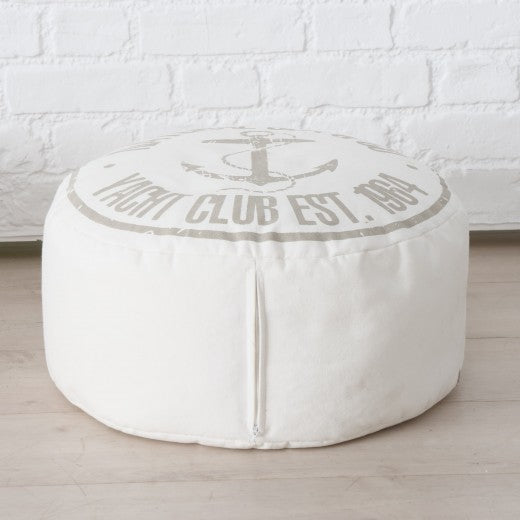 Coussin décoratif, en coton Tomme Blanc / Marron clair, Modèles Assortis, Ø45xH27 cm