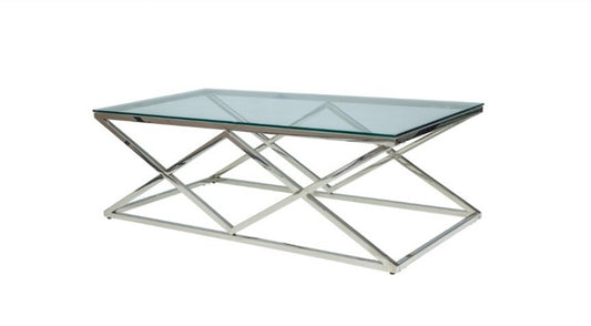 Table basse, métal et verre Zegna A Chrome, L120xl60xH40 cm