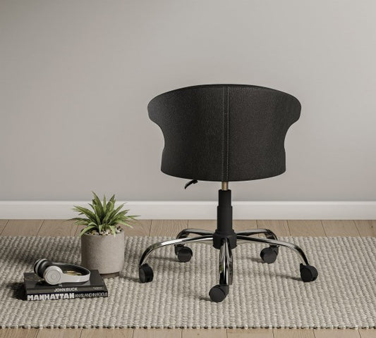 Chaise de bureau pour enfants, rembourrée en éco-cuir perlé noir, l61xA61xH86 cm