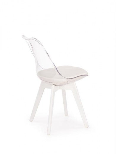 Chaise en plastique avec assise rembourrée en éco-cuir K245 Blanc, l48xA55xH83 cm
