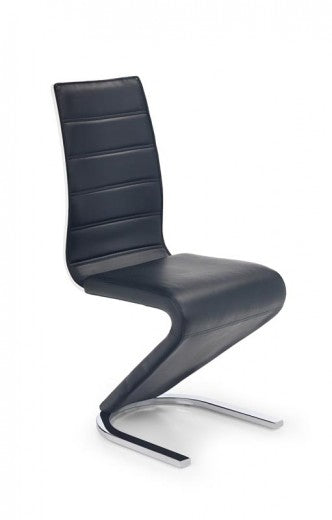 Chaise rembourrée en cuir écologique, avec pieds en métal K194 Noir / Blanc, l45xA58xH99 cm