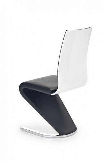 Chaise rembourrée en cuir écologique, avec pieds en métal K194 Noir / Blanc, l45xA58xH99 cm