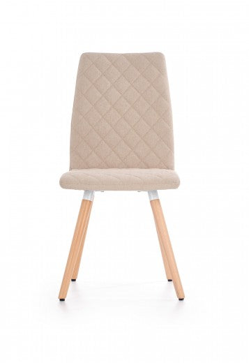 Chaise rembourrée en tissu, avec pieds en bois K282 Beige, l56xA44xH93 cm