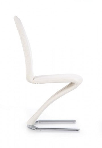 Chaise rembourrée en cuir écologique, avec pieds en métal K291 Blanc, l45xA63xH101 cm