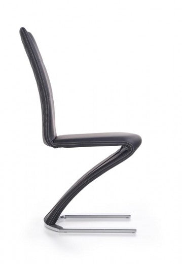 Chaise rembourrée en cuir écologique, avec pieds en métal K291 Noir, l45xA63xH101 cm