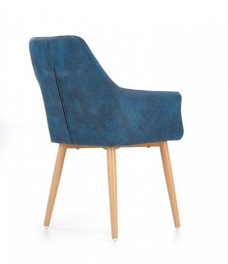 Chaise rembourrée en cuir écologique, avec pieds en métal K287 Bleu foncé, l58xA61xH85 cm