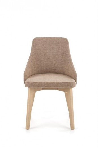 Chaise rembourrée en tissu, avec pieds en hêtre Toledo Beige Foncé / Chêne Sonoma, l51xA55xH82 cm
