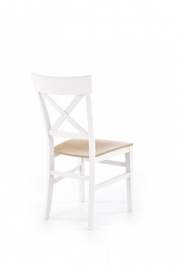 Chaise en hêtre et placage Tutti Blanc / Chêne, l44xA56xH90 cm