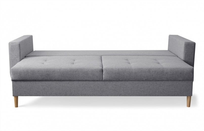 Canapé extensible avec coffre de rangement, tapissé de tissu, 3 places Alva Gris clair, l220xA96xH88 cm
