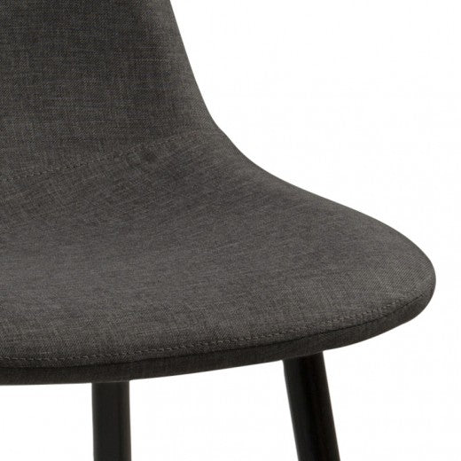 Chaise rembourrée avec tissu et pieds en métal Wilma Gris Foncé / Noir, l44,5xA56xH84 cm