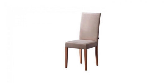 Chaise rembourrée avec tissu et pieds en bois Lena Gris / Blanc, l43xA42xH96 cm