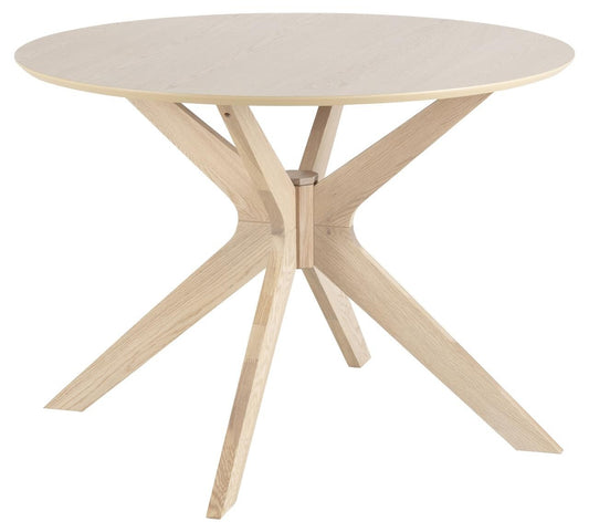 Table en bois aggloméré et placage de chêne Duncan, Ø105xH75 cm