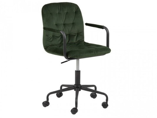 Chaise de bureau ergonomique tapissée de tissu Wendy Velvet Vert, l51,5xP54,5xH83,5 cm