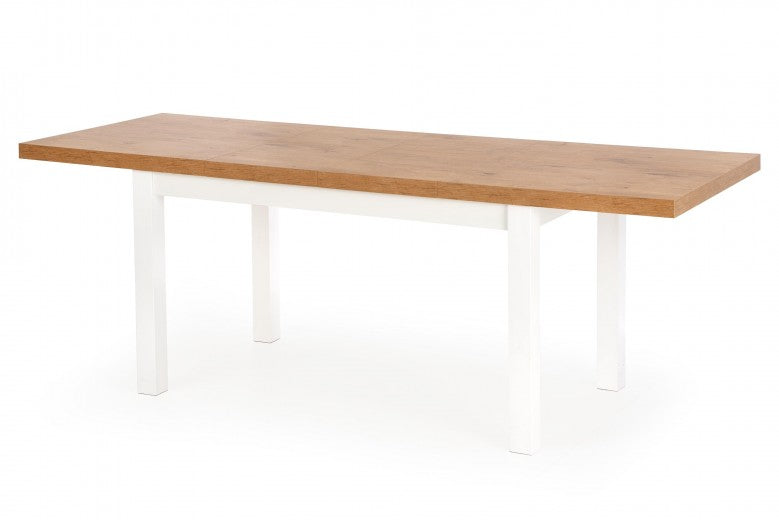 Table extensible en MDF et bois de hêtre Tiago Lancelot Chêne / Blanc, L140-220xl80xH76 cm