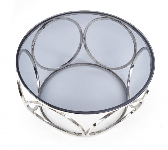 Table basse en verre et métal Venus S Chrome, Ø50xH55 cm