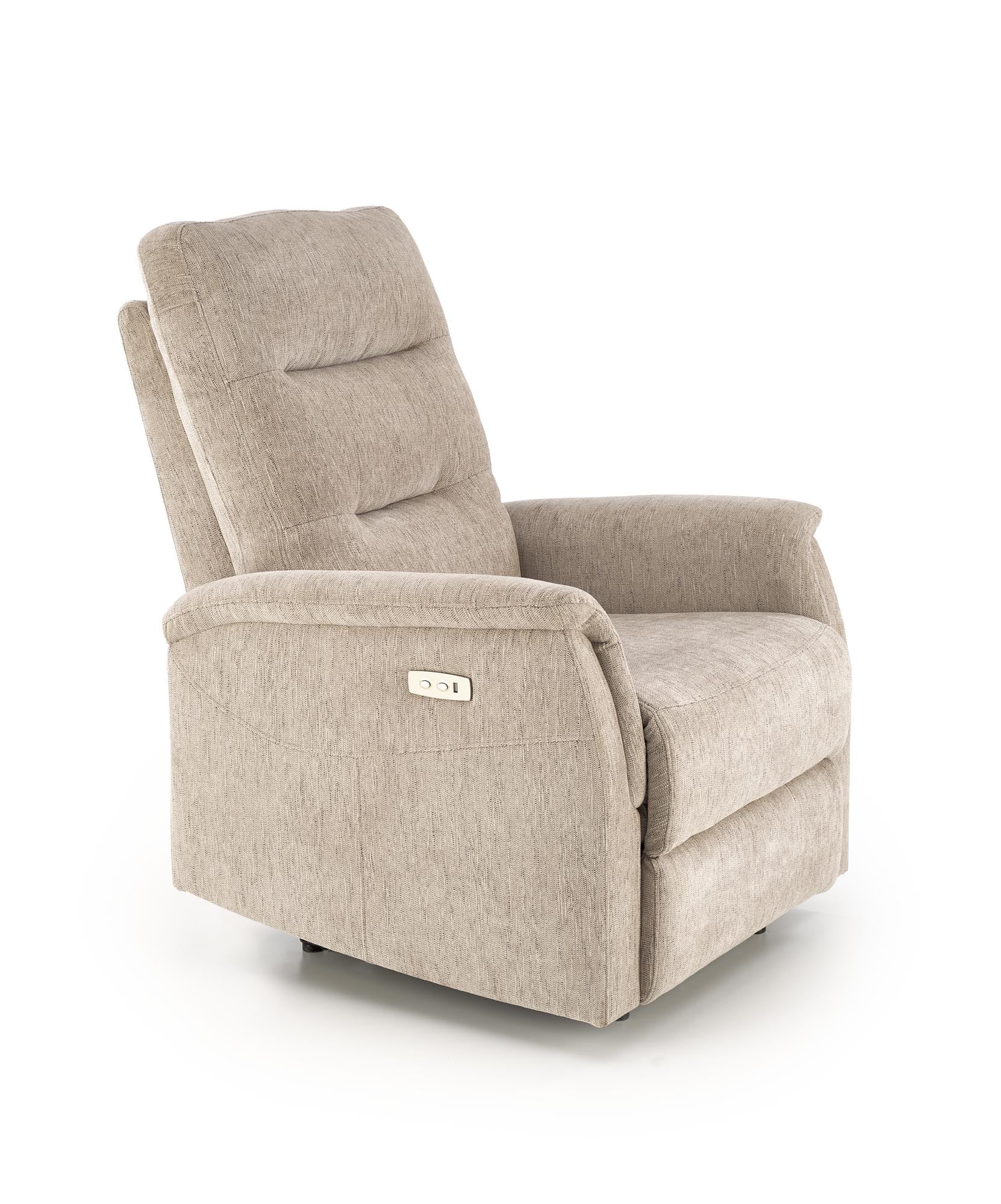 Fotoliu Recliner cu mecanism electric, tapitat cu stofa, Jamal Bej, l80xA90xH105 cm (6)