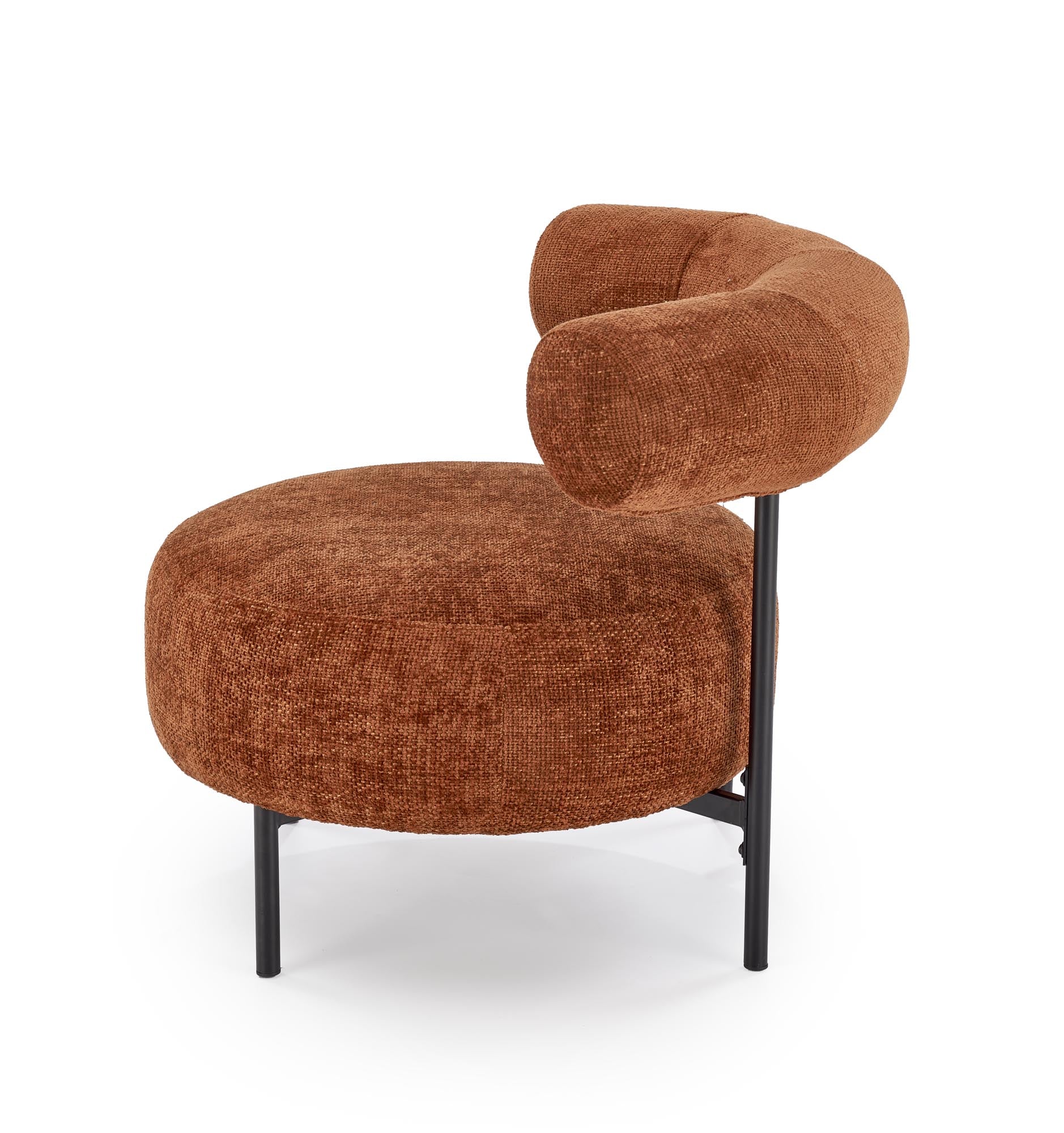 Fotoliu fix tapitat cu stofa, Hazard Ruginiu / Negru, l90xA82xH72 cm (4)