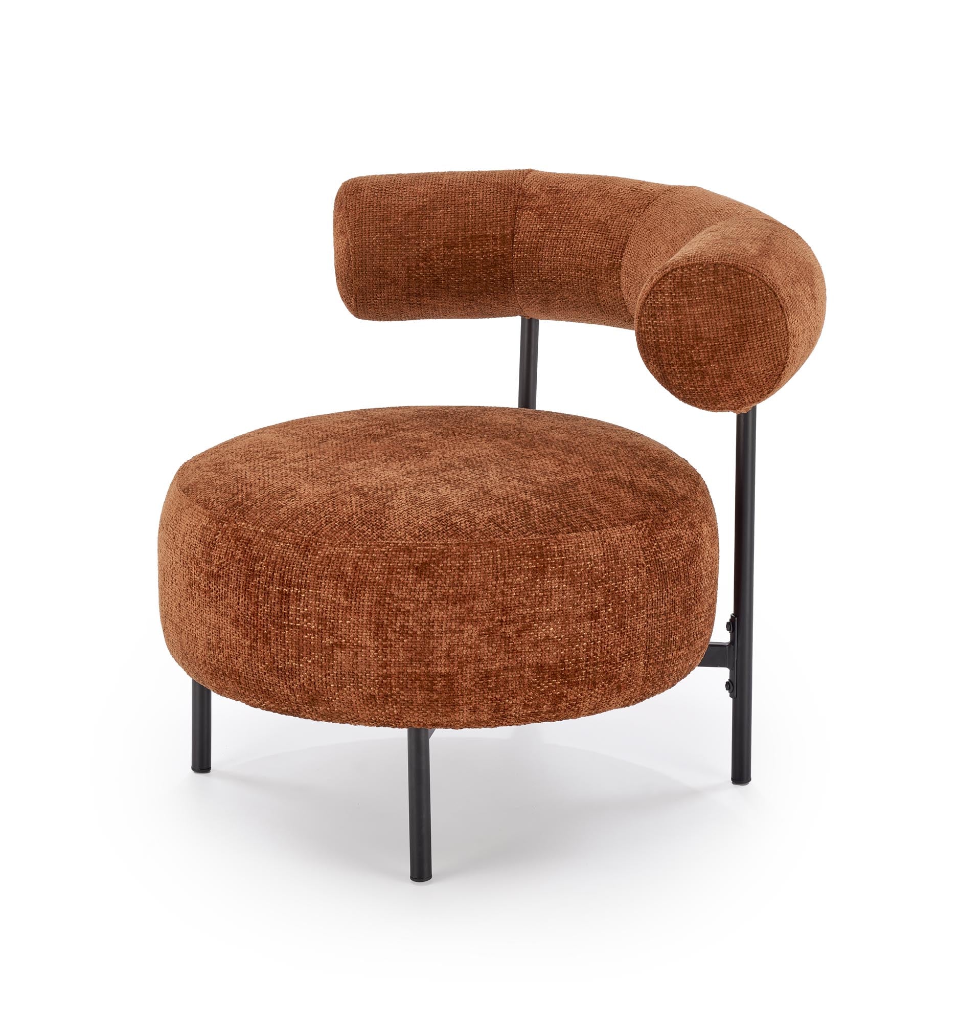 Fotoliu fix tapitat cu stofa, Hazard Ruginiu / Negru, l90xA82xH72 cm (5)