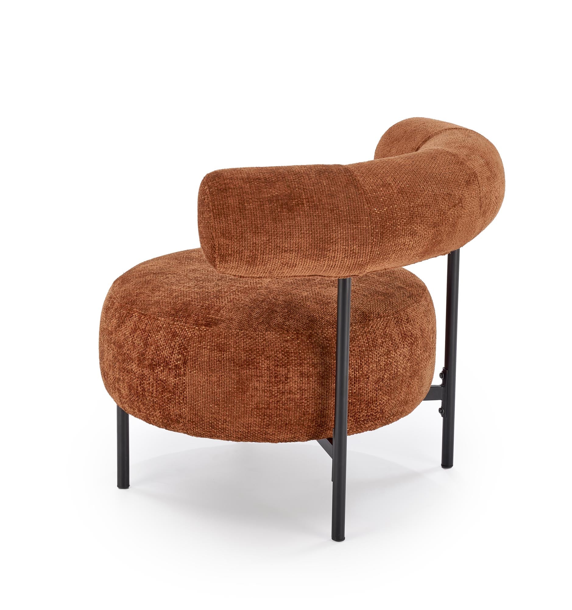 Fotoliu fix tapitat cu stofa, Hazard Ruginiu / Negru, l90xA82xH72 cm (6)