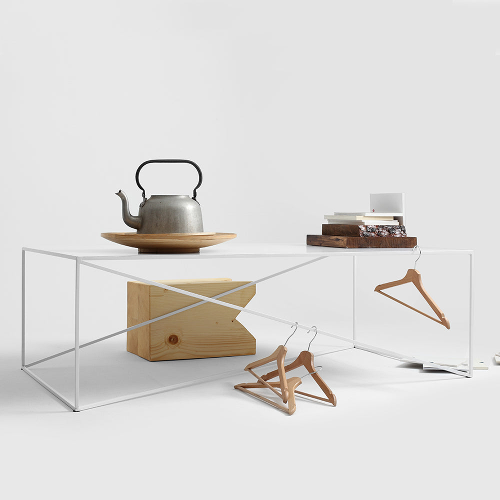 Masa de cafea din metal, Memo Alb, L140xl80xH45 cm (1)