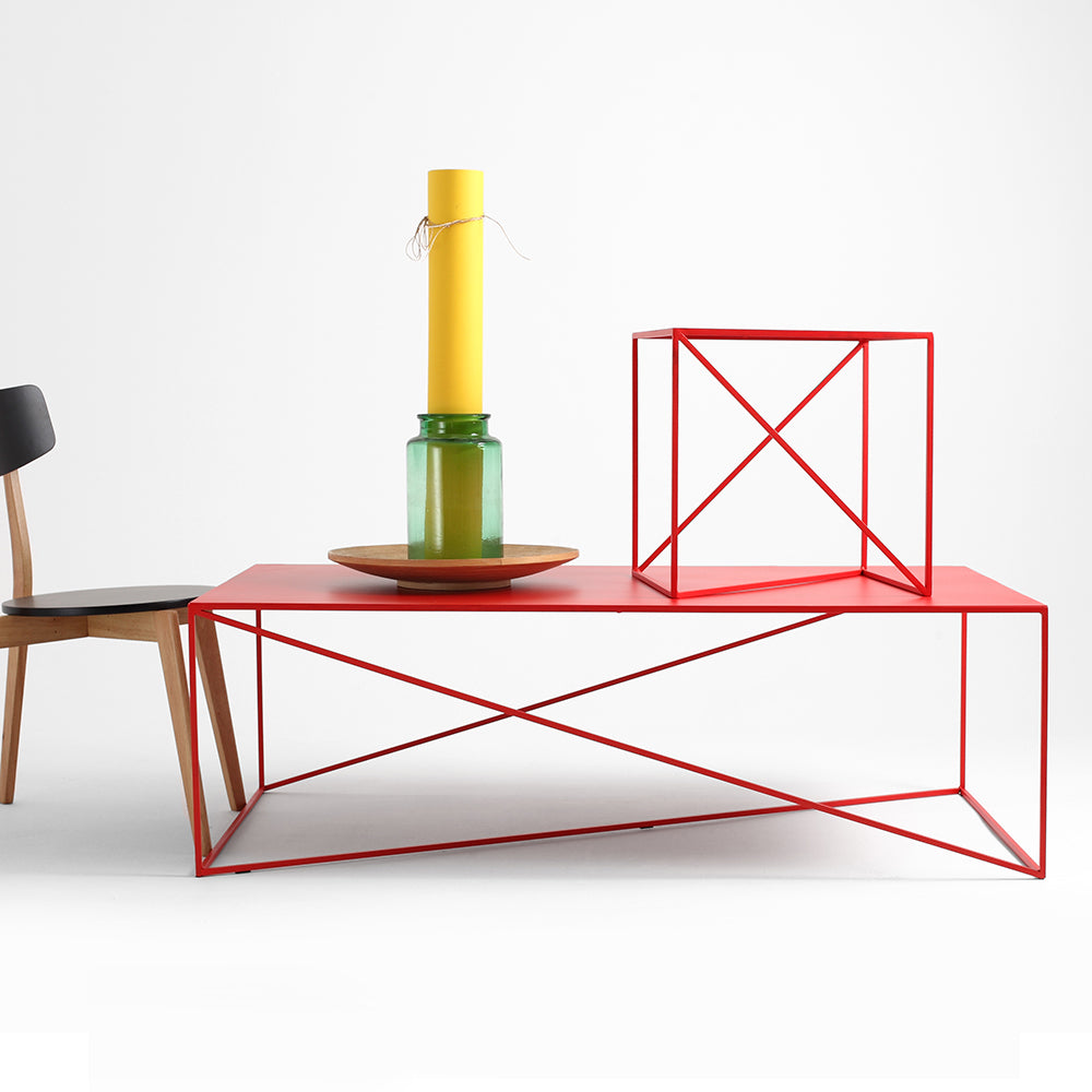 Masa de cafea din metal, Memo Rosu, L140xl80xH45 cm (3)