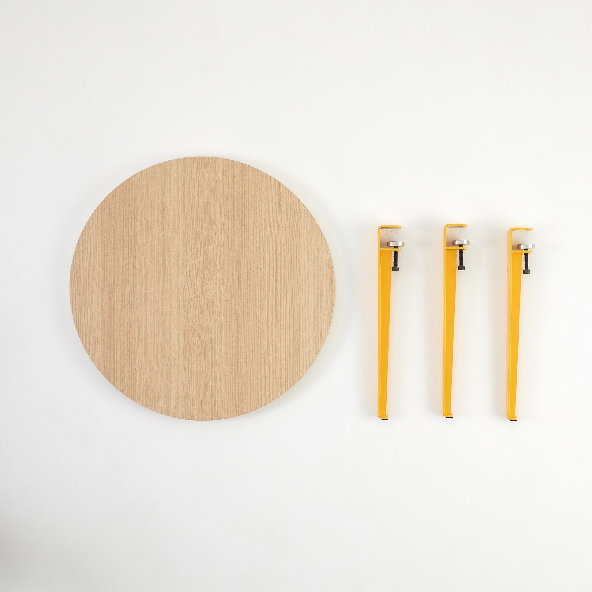 Masa de cafea din lemn si metal, Fregoia Natural / Galben, Ø60xH45 cm (3)