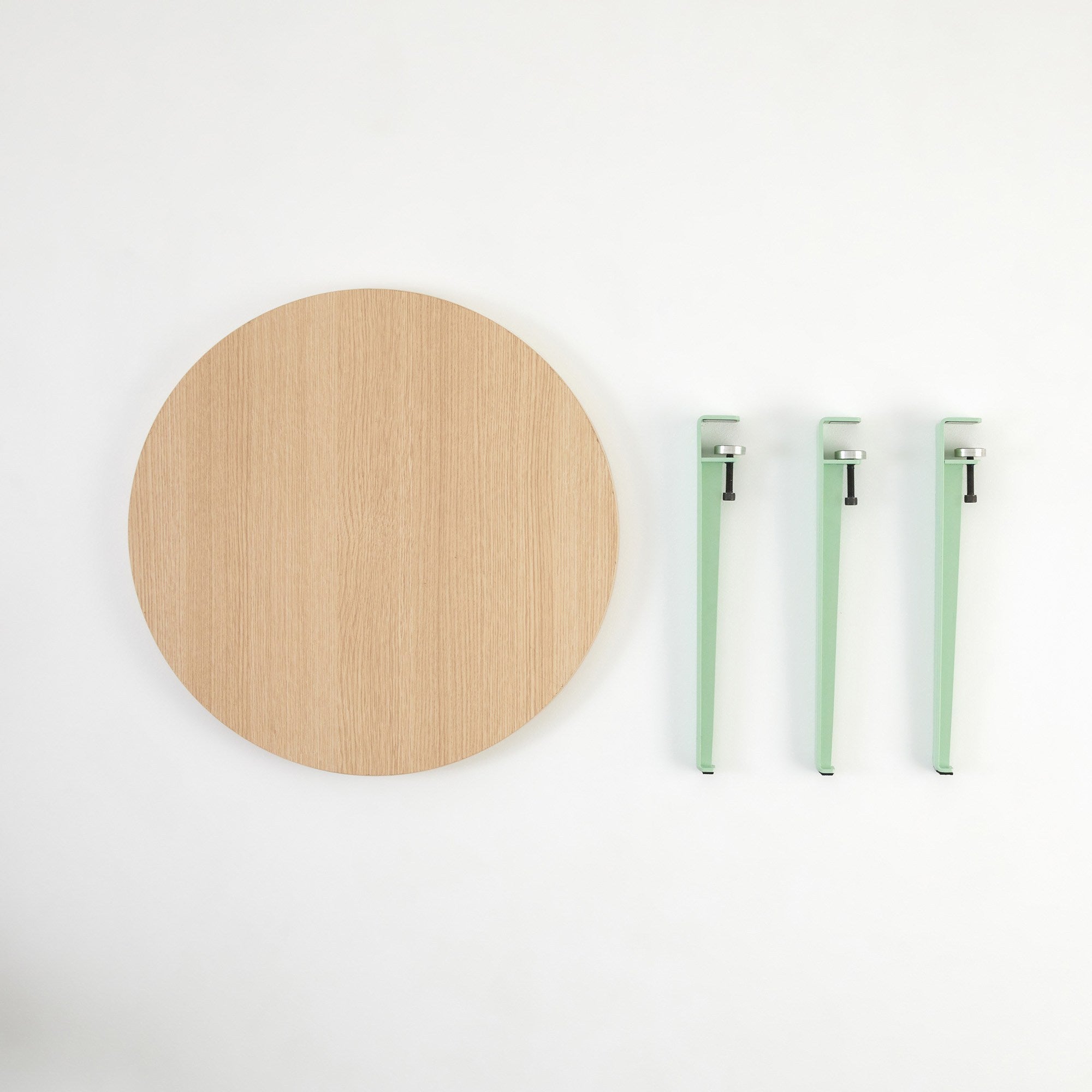 Masa de cafea din lemn si metal, Fregoia Natural / Verde Mint, Ø60xH45 cm (3)