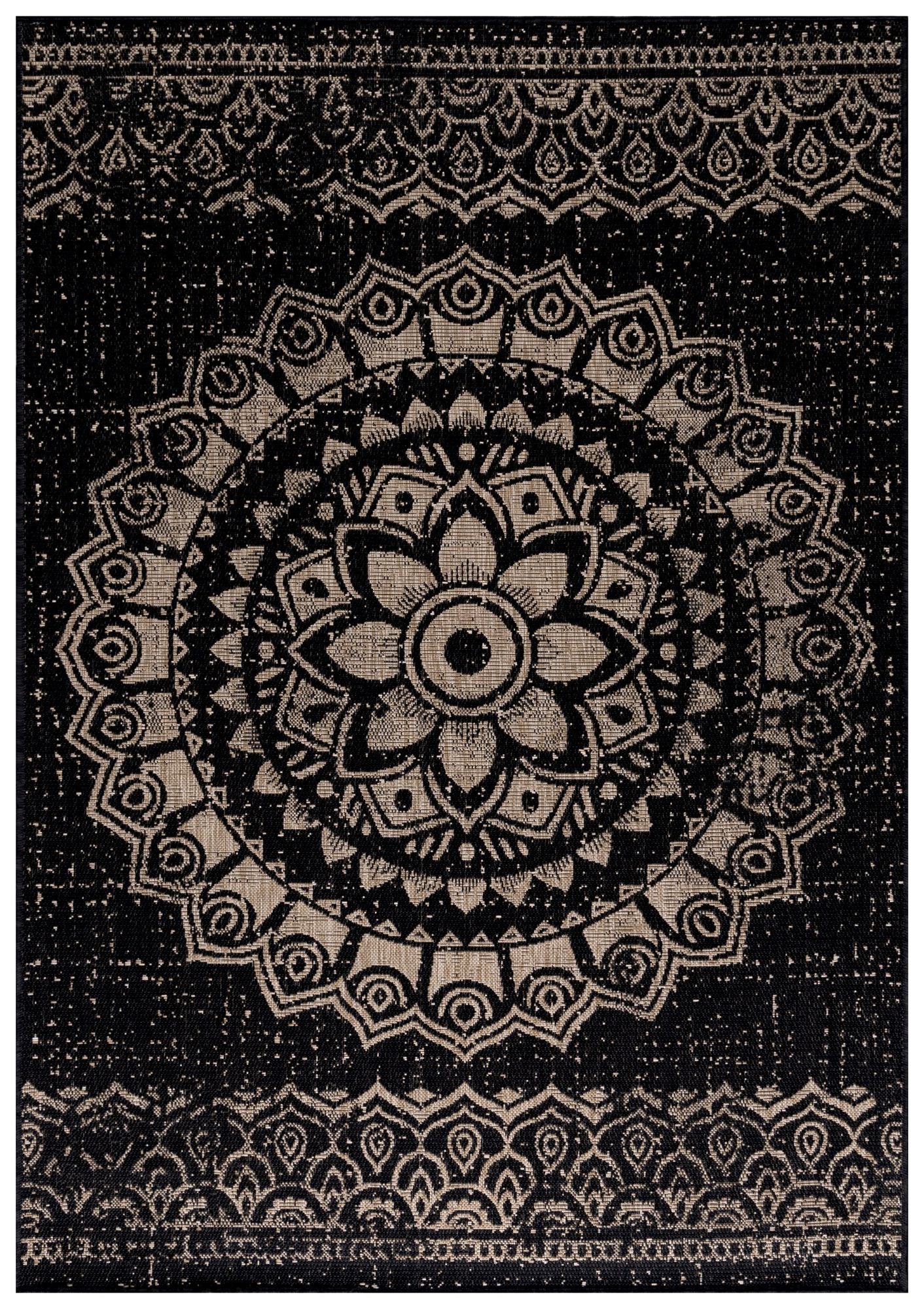 Covor de exterior din PP, Sunny 4417 Rectangle Negru