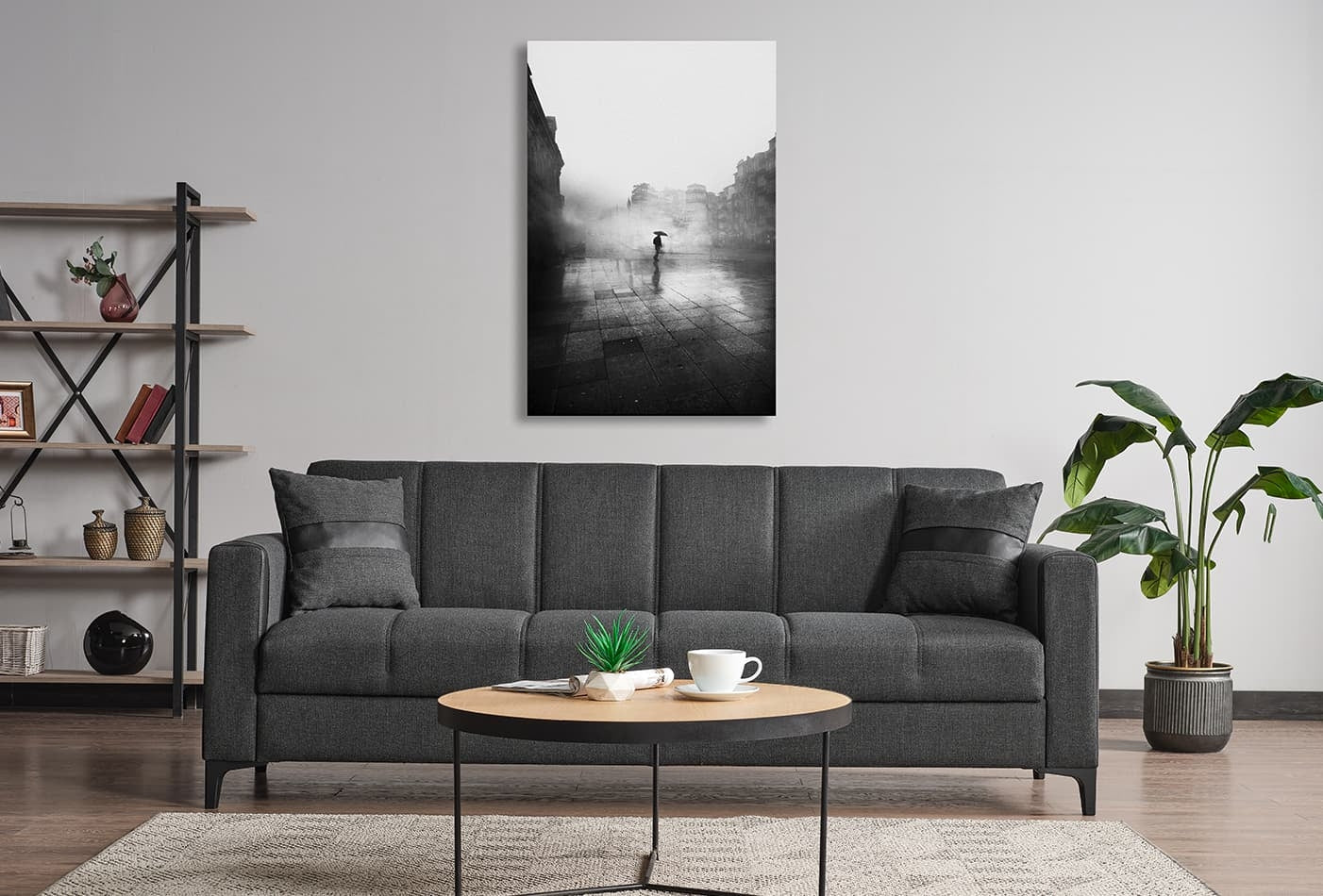 Canapea Extensibila, 3 Locuri, cu Lada de Depozitare, Suprafata de Dormit 190x102 cm, tapitata cu Stofa, Moda K1 Gri Inchis, l217xA82xH85 cm (5)