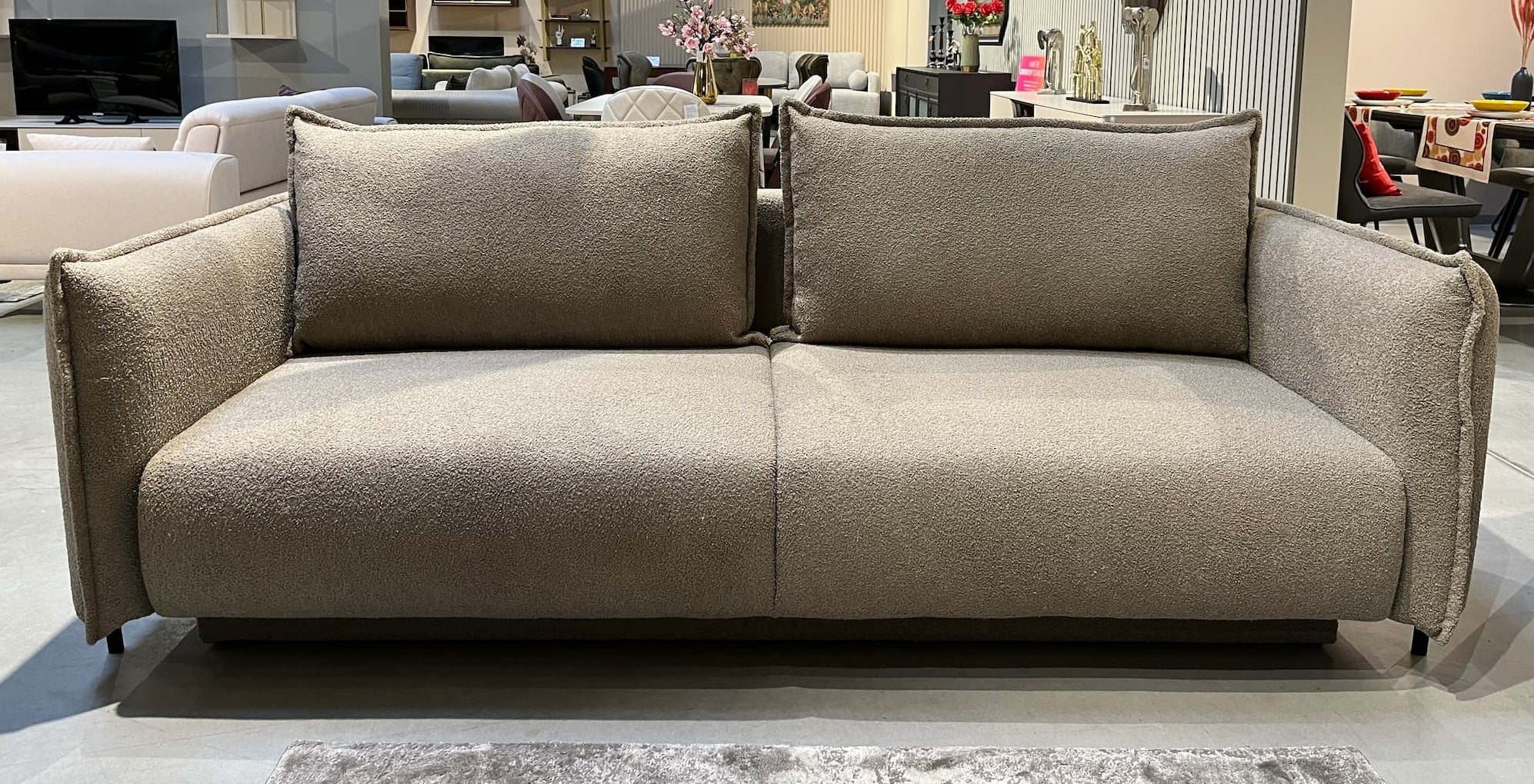 Canapé Extensible, 3 Places, Coffre de Rangement, Rembourré en Tissu, Coussins Inclus, Amalia Grej, L232xL105xH90 cm