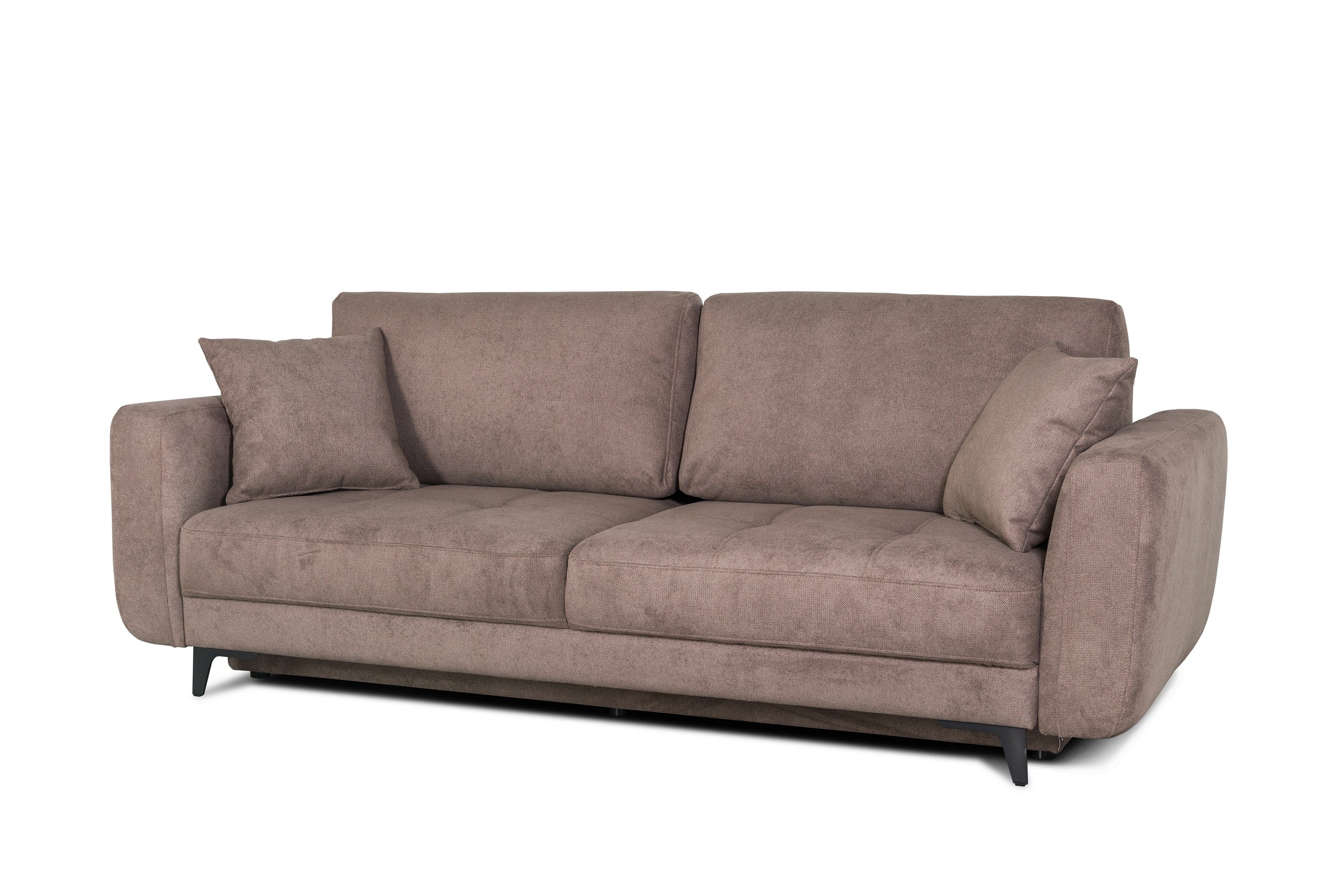 Canapé Extensible, 3 Places, Coffre de Rangement, Rembourré en Tissu, Coussins Inclus, Kary Marron, L246xL111xH93 cm